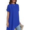 image:imageLYANER Womens Elegant Casual Mock Neck Short Sleeve Irregular Hem Loose Blouse Tops Dressy Work Shirt TopPure Royal Blue
