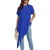image:imageLYANER Womens Elegant Casual Mock Neck Short Sleeve Irregular Hem Loose Blouse Tops Dressy Work Shirt TopPure Royal Blue