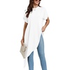 image:imageLYANER Womens Elegant Casual Mock Neck Short Sleeve Irregular Hem Loose Blouse Tops Dressy Work Shirt TopPure White