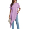 image:imageLYANER Womens Elegant Casual Mock Neck Short Sleeve Irregular Hem Loose Blouse Tops Dressy Work Shirt TopPurple