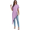 image:imageLYANER Womens Elegant Casual Mock Neck Short Sleeve Irregular Hem Loose Blouse Tops Dressy Work Shirt TopPurple