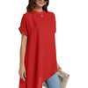image:imageLYANER Womens Elegant Casual Mock Neck Short Sleeve Irregular Hem Loose Blouse Tops Dressy Work Shirt TopRed