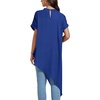 image:imageLYANER Womens Elegant Casual Mock Neck Short Sleeve Irregular Hem Loose Blouse Tops Dressy Work Shirt TopRoyal Blue