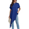 image:imageLYANER Womens Elegant Casual Mock Neck Short Sleeve Irregular Hem Loose Blouse Tops Dressy Work Shirt TopRoyal Blue