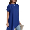 image:imageLYANER Womens Elegant Casual Mock Neck Short Sleeve Irregular Hem Loose Blouse Tops Dressy Work Shirt TopRoyal Blue
