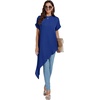 image:imageLYANER Womens Elegant Casual Mock Neck Short Sleeve Irregular Hem Loose Blouse Tops Dressy Work Shirt TopRoyal Blue