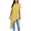 image:imageLYANER Womens Elegant Casual Mock Neck Short Sleeve Irregular Hem Loose Blouse Tops Dressy Work Shirt TopYellow