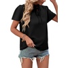image:imageLYANER Womens Elegant Frill Mock Neck Ruffle Short Sleeve Blouse Work Shirt TopBlack
