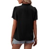 image:imageLYANER Womens Elegant Frill Mock Neck Ruffle Short Sleeve Blouse Work Shirt TopBlack
