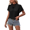 image:imageLYANER Womens Elegant Frill Mock Neck Ruffle Short Sleeve Blouse Work Shirt TopBlack
