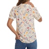 image:imageLYANER Womens Floral Collared V Neck Puff Short Sleeve Dressy Casual Blouse TopsBeige
