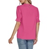 image:imageLYANER Womens Frill Mock Neck Pletaed Puff Short Sleeve Chiffon Blouse Shirt TopRose
