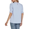 image:imageLYANER Womens Frill Mock Neck Pletaed Puff Short Sleeve Chiffon Blouse Shirt TopSky Blue