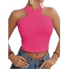image:imageLYANER Womens Halter Criss Coss Backless Self Tie Back Sleeveless Blouse Shirt Cami TopRose