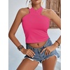 image:imageLYANER Womens Halter Criss Coss Backless Self Tie Back Sleeveless Blouse Shirt Cami TopRose