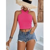image:imageLYANER Womens Halter Criss Coss Backless Self Tie Back Sleeveless Blouse Shirt Cami TopRose