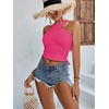 image:imageLYANER Womens Halter Criss Coss Backless Self Tie Back Sleeveless Blouse Shirt Cami TopRose