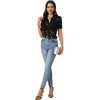 image:imageLYANER Womens Lace Tops Button Up Sexy Short Sleeve Shirt Dressy Casual Sheer Top Collared BlouseBlack