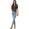 image:imageLYANER Womens Lace Tops Button Up Sexy Short Sleeve Shirt Dressy Casual Sheer Top Collared BlouseDeep Grey