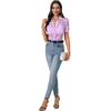 image:imageLYANER Womens Lace Tops Button Up Sexy Short Sleeve Shirt Dressy Casual Sheer Top Collared BlouseLight Purple