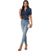 image:imageLYANER Womens Lace Tops Button Up Sexy Short Sleeve Shirt Dressy Casual Sheer Top Collared BlouseNavy
