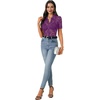 image:imageLYANER Womens Lace Tops Button Up Sexy Short Sleeve Shirt Dressy Casual Sheer Top Collared BlousePurple