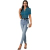 image:imageLYANER Womens Lace Tops Button Up Sexy Short Sleeve Shirt Dressy Casual Sheer Top Collared BlouseTeal