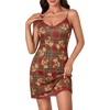 image:imageLYANER Womens Nightgown Sexy Lace Sleepwear V Neck Full Slip Chemise Lingerie Night Gowns Babydoll SleepshirtBear Print Red