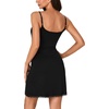 image:imageLYANER Womens Nightgown Sexy Lace Sleepwear V Neck Full Slip Chemise Lingerie Night Gowns Babydoll SleepshirtBlack