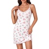 image:imageLYANER Womens Nightgown Sexy Lace Sleepwear V Neck Full Slip Chemise Lingerie Night Gowns Babydoll SleepshirtFloral White