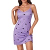 image:imageLYANER Womens Nightgown Sexy Lace Sleepwear V Neck Full Slip Chemise Lingerie Night Gowns Babydoll SleepshirtHeart Print Purple