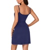 image:imageLYANER Womens Nightgown Sexy Lace Sleepwear V Neck Full Slip Chemise Lingerie Night Gowns Babydoll SleepshirtNavy Blue