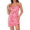 image:imageLYANER Womens Nightgown Sexy Lace Sleepwear V Neck Full Slip Chemise Lingerie Night Gowns Babydoll SleepshirtPink Bow