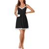 image:imageLYANER Womens Nightgown Sexy Sleeveless Babydoll Lingerie V Neck Lace Chemise Sleepwear NightdressBlack