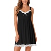 image:imageLYANER Womens Nightgown Sexy Sleeveless Babydoll Lingerie V Neck Lace Chemise Sleepwear NightdressBlack