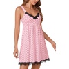 image:imageLYANER Womens Nightgown Sexy Sleeveless Babydoll Lingerie V Neck Lace Chemise Sleepwear NightdressBlack Heart Shape