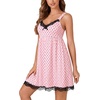 image:imageLYANER Womens Nightgown Sexy Sleeveless Babydoll Lingerie V Neck Lace Chemise Sleepwear NightdressBlack Heart Shape