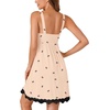 image:imageLYANER Womens Nightgown Sexy Sleeveless Babydoll Lingerie V Neck Lace Chemise Sleepwear NightdressBow Print