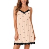 image:imageLYANER Womens Nightgown Sexy Sleeveless Babydoll Lingerie V Neck Lace Chemise Sleepwear NightdressBow Print