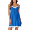 image:imageLYANER Womens Nightgown Sexy Sleeveless Babydoll Lingerie V Neck Lace Chemise Sleepwear NightdressBright Blue
