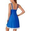 image:imageLYANER Womens Nightgown Sexy Sleeveless Babydoll Lingerie V Neck Lace Chemise Sleepwear NightdressBright Blue