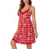 image:imageLYANER Womens Nightgown Sexy Sleeveless Babydoll Lingerie V Neck Lace Chemise Sleepwear NightdressCheckered Bow