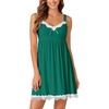 image:imageLYANER Womens Nightgown Sexy Sleeveless Babydoll Lingerie V Neck Lace Chemise Sleepwear NightdressDark Green