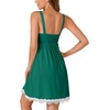 image:imageLYANER Womens Nightgown Sexy Sleeveless Babydoll Lingerie V Neck Lace Chemise Sleepwear NightdressDark Green
