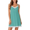 image:imageLYANER Womens Nightgown Sexy Sleeveless Babydoll Lingerie V Neck Lace Chemise Sleepwear NightdressGreen