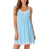 image:imageLYANER Womens Nightgown Sexy Sleeveless Babydoll Lingerie V Neck Lace Chemise Sleepwear NightdressLight Blue