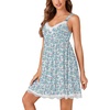 image:imageLYANER Womens Nightgown Sexy Sleeveless Babydoll Lingerie V Neck Lace Chemise Sleepwear NightdressLight Blue Floral Prints