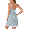 image:imageLYANER Womens Nightgown Sexy Sleeveless Babydoll Lingerie V Neck Lace Chemise Sleepwear NightdressLight Blue Floral Prints