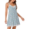 image:imageLYANER Womens Nightgown Sexy Sleeveless Babydoll Lingerie V Neck Lace Chemise Sleepwear NightdressLight Blue Floral Prints