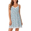 image:imageLYANER Womens Nightgown Sexy Sleeveless Babydoll Lingerie V Neck Lace Chemise Sleepwear NightdressLight Blue Floral Prints